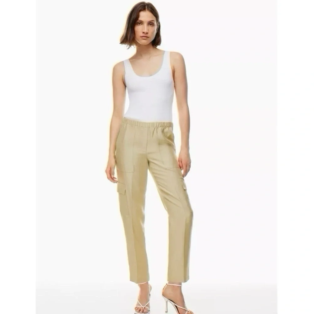 Aritzia Babaton Women’s Titan Linen Cargo Pants Humus Beige